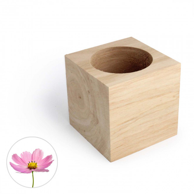 CUBE EN BOIS À GRAINES PERSONNALISÉ 'EPIA' - cosmos