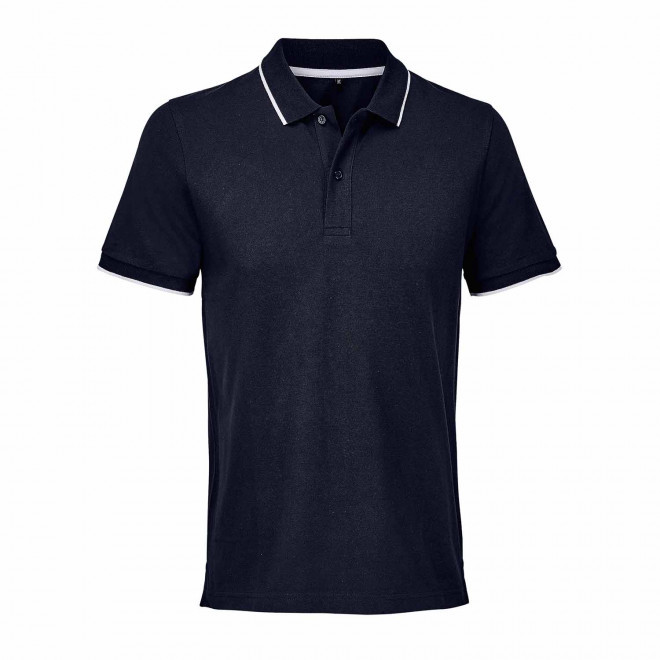 POLO MIXTE PERSONNALISABLE 'PALERMO' - bleu marine/blanc