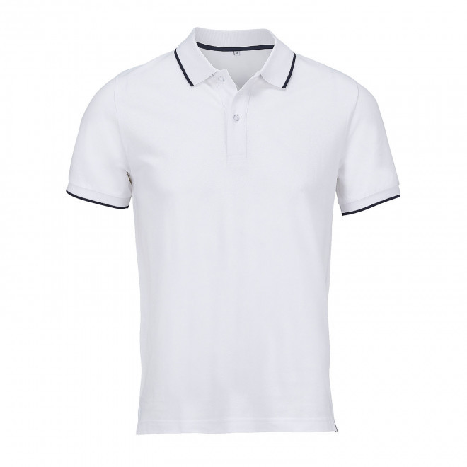 POLO MIXTE PERSONNALISABLE 'PALERMO' - blanc/bleu marine