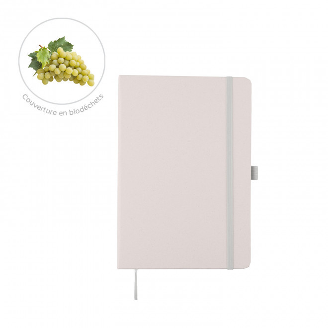 CARNET A5 PERSONNALISE BIODECHETS 'HORUBIO' - écru
