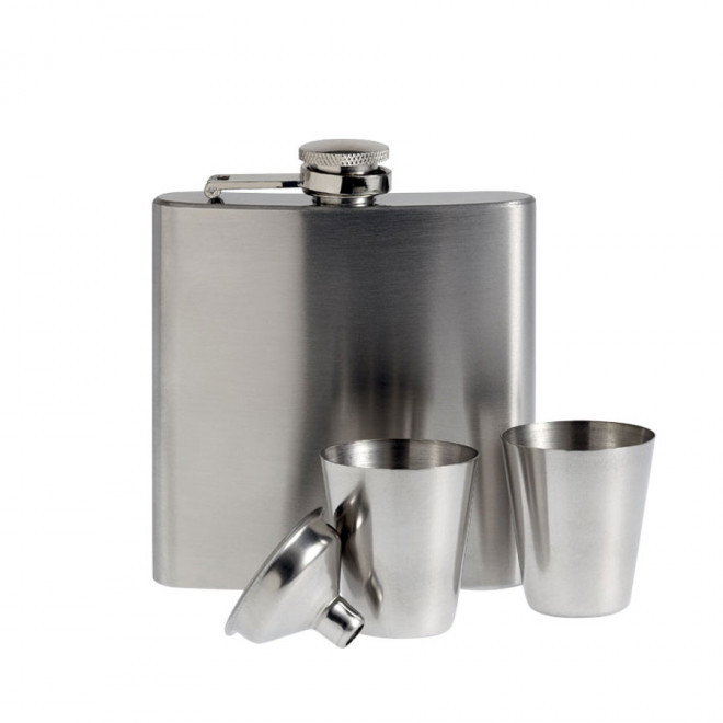 FLACON ET 2 TASSES PERSONNALISABLES 'ARRAN' - argenté mat