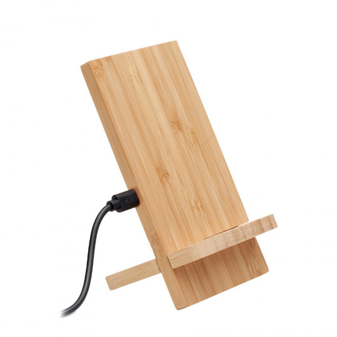 SUPPORT DE TÉLÉPHONE AVEC CHARGEUR SANS FIL PERSONNALISÉ EN BAMBOU 'SUPPY' - bambou