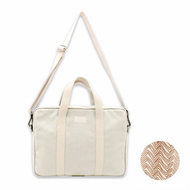 SAC ORDINATEUR PERSONNALISABLE STUDIO BY HINDBAG 'LUIS' - écru