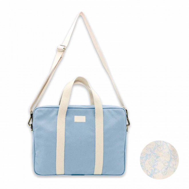 SAC ORDINATEUR PERSONNALISABLE STUDIO BY HINDBAG 'LUIS' - azur
