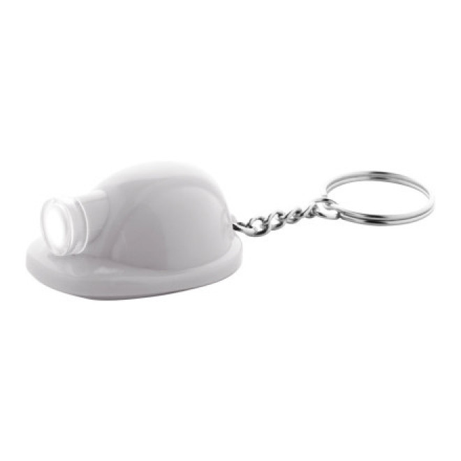 PORTE-CLÉS PUBLICITAIRE LUMINEUX EN FORME DE CASQUE 'CASCO' - blanc
