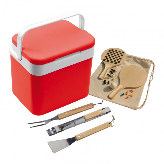 SET GLACIERE ET ACCESSOIRES ETE PERSONNALISABLE 'SAGAZE' - rouge