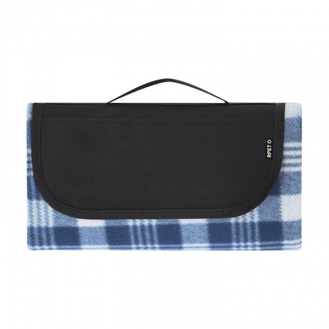 COUVERTURE PIQUE NIQUE RPET PERSONNALISABLE 'LEVIO' - noir/bleu