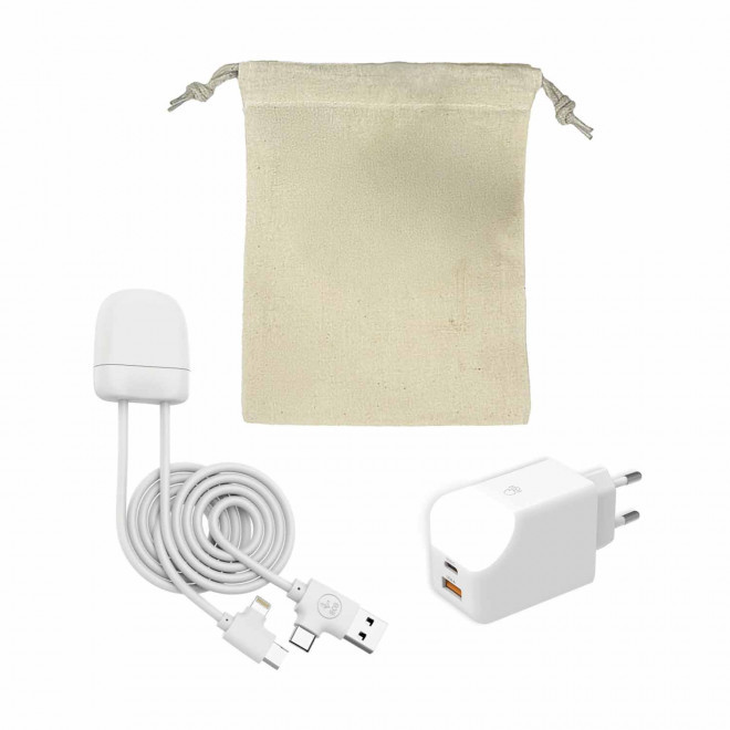 PACK CABLE ET PRISE PERSONNALISABLE 'ICE-C ET ICE-G' - blanc