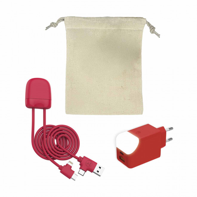 PACK CABLE ET PRISE PERSONNALISABLE 'ICE-C ET ICE-G' - rouge