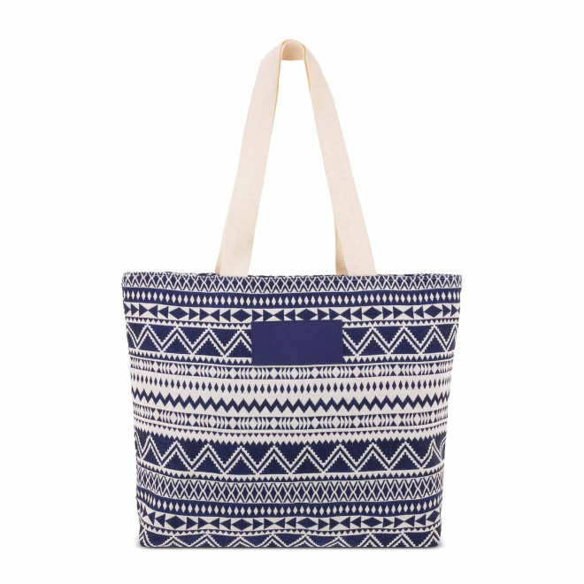 CABAS PERSONNALISE EN POLYESTER ET PU 'LIMA' - bleu/blanc
