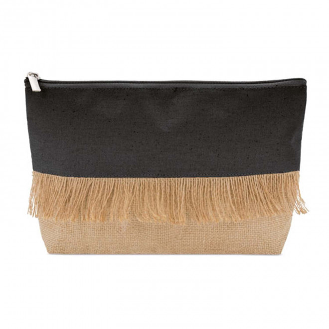 TROUSSE DE TOILETTE PERSONNALISE EN COTON ET JUTE 'LALO' - noir