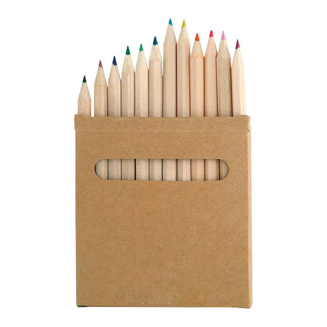 BOÎTE PERSONNALISABLE DE 12 CRAYONS DE COULEUR 'SKETCH' - naturel