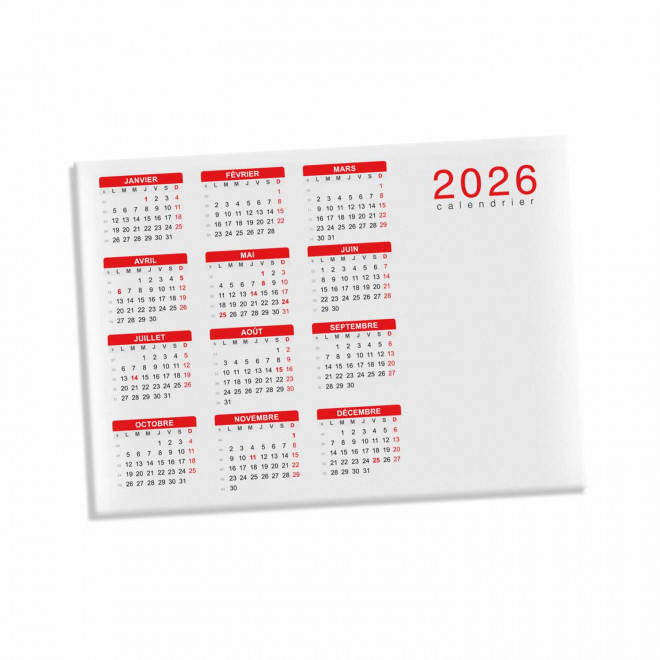 CALENDRIER MAGNETIQUE PERSONNALISABLE 'DATE' - 10 x 14 cm - rouge