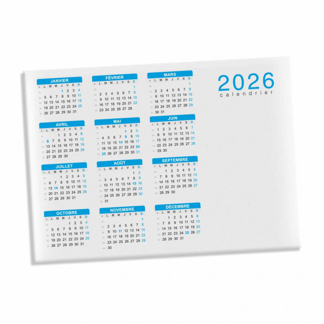 CALENDRIER MAGNETIQUE PERSONNALISABLE 'DATE' - 15 x 21 cm - bleu