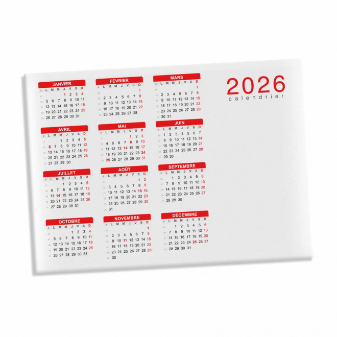 CALENDRIER MAGNETIQUE PERSONNALISABLE 'DATE' - 15 x 21 cm - rouge
