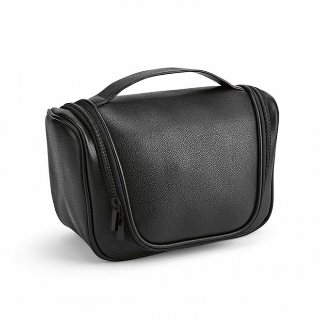 TROUSSE DE TOILETTE CUIR RECYCLE PERSONNALISABLE 'YUNA' - noir