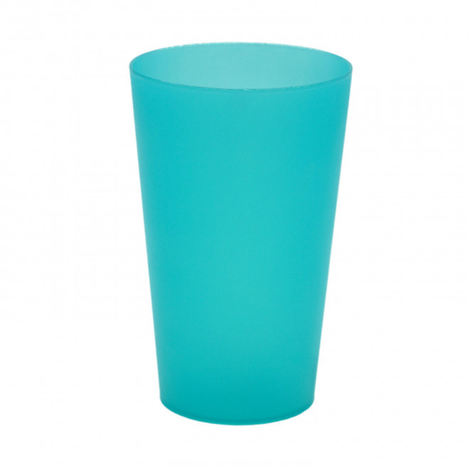 GOBELET PERSONNALISÉ RÉUTILISABLE 30 CL 'CUP' - transparent givré turquoise