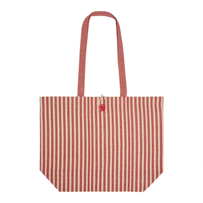 SAC DE PLAGE PUBLICITAIRE EN COTON 'MYKONOS' - blanc/rouge