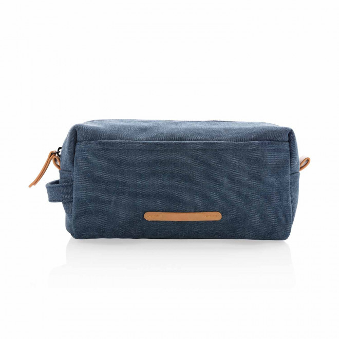 TROUSSE DE TOILETTE PERSONNALISABLE EN TOILE 'ESMEE' - bleu