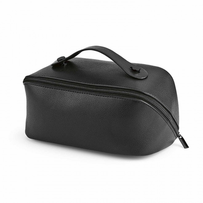 TROUSSE DE TOILETTE CUIR RECYCLE PERSONNALISABLE 'ANGELE' - noir