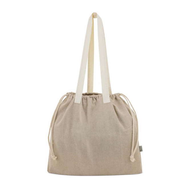 SAC COTON RECYCLE AVEC CORDON PERSONNALISABLE 'SYSTOM' - naturel