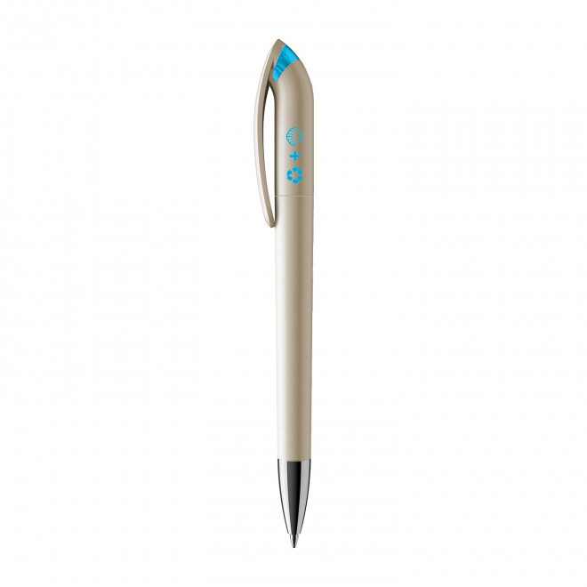 STYLO RECYCLE PERSONNALISABLE 'PEARL CLEAR' - turquoise