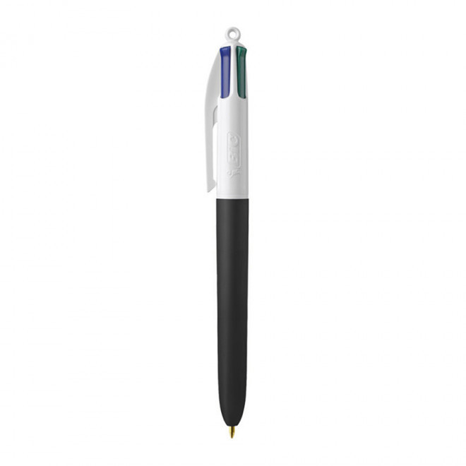 STYLO BIC® 4 COULEURS PERSONNALISÉ 'SOFT STYLE' - blanc/noir