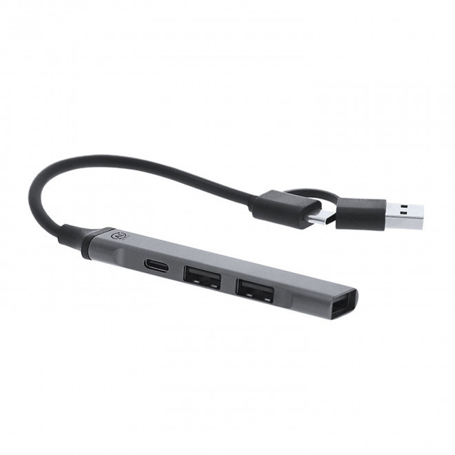 HUB USB ALU RECYCLE PERSONNALISABLE 'CHTOU RECYCLE' - gris