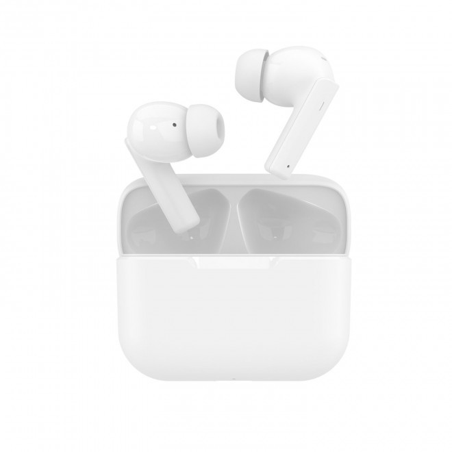 ÉCOUTEURS PERSONNALISABLES SANS FIL ANC AKASHI® 'MEIO' - blanc