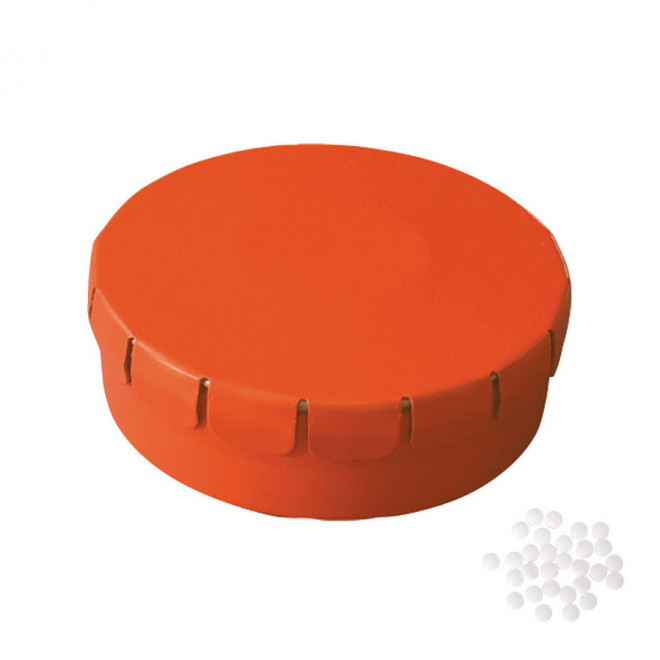 BOÎTE À BONBONS PUBLICITAIRE BIO 'CLIC CLAC' - orange mat