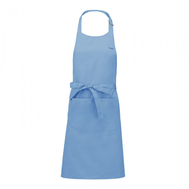 TABLIER LONG PERSONNALISABLE EN POLYCOTON 190 POCHE 'KARITAB' - bleu ciel