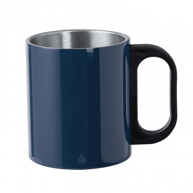 MUG INOX RECYCLE PERSONNALISE 300 ML 'NEBEL' - bleu marine