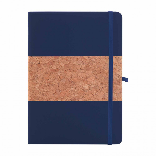 CARNET EN LIEGE ET PU RECYCLE PERSONNALISE 'ISHA' - bleu fonce