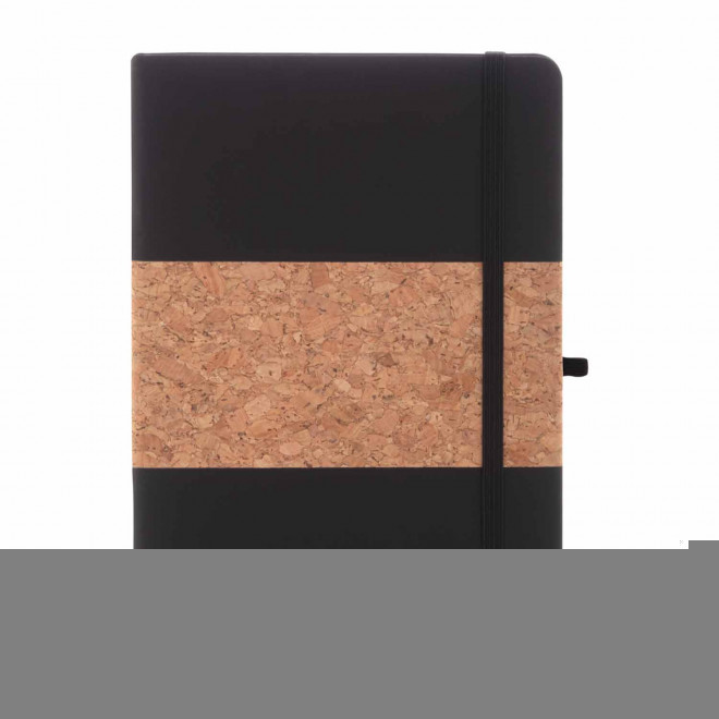 CARNET EN LIEGE ET PU RECYCLE PERSONNALISE 'ISHA' - noir