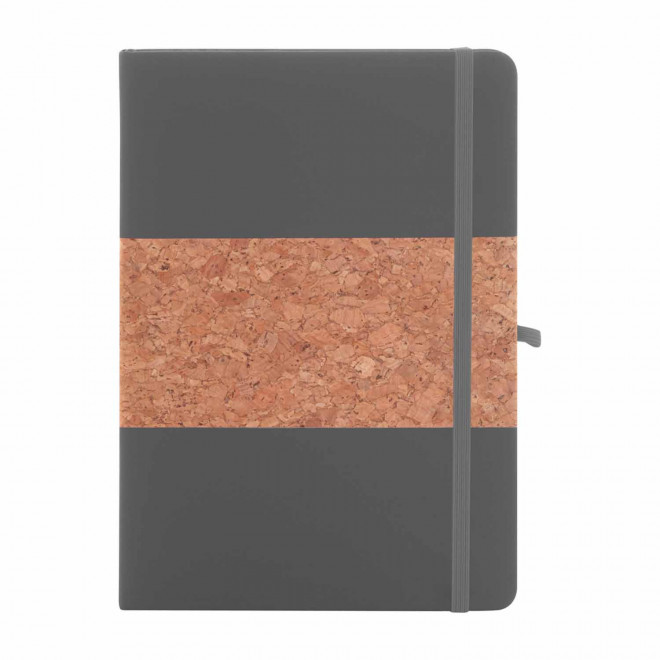 CARNET EN LIEGE ET PU RECYCLE PERSONNALISE 'ISHA' - gris