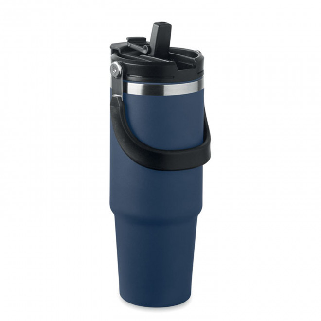 MUG ISOTHERME PERSONNALISE ACIER RECYCLE 850ML 'FAMEZ' - bleu marine