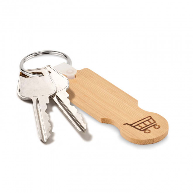PORTE CLE PERSONNALISE EN BAMBOU JETON 'BEAVOR' - bois