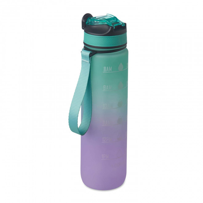 GOURDE RPET AVEC PAILLE PERSONNALISEE 1L 'DAYLY REINBOW' - turquoise