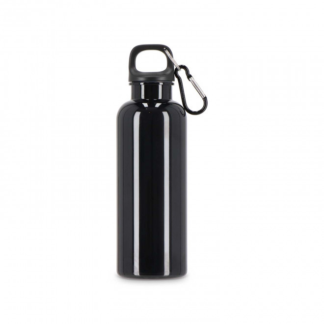 GOURDE RPET AVEC MOUSQUETON 500ML PERSONNALISABLE 'MANCYO' - noir