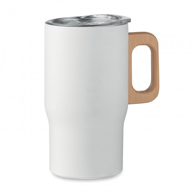 MUG ISOTHERME PERSONNALISABLE INOX RECYCLE 350ML 'JORNA MAX' - blanc