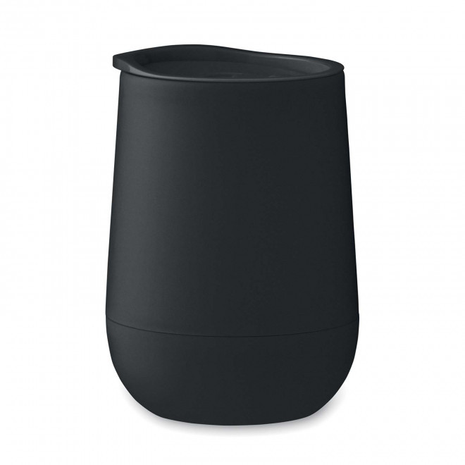 MUG DOUBLE PAROI PERSONNALISABLE EN PP 300ML 'GOUGA' - noir