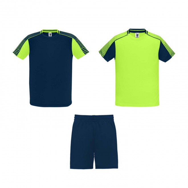 ENSEMBLE DE SPORT ENFANT PERSONNALISABLE 'DESPORTE' - vert fluo/marine