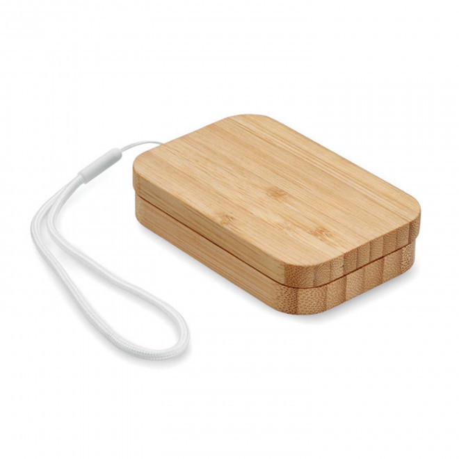 CHARGEUR SANS FIL BOIS PERSONNALISABLE 'INBOX' - blanc/bambou