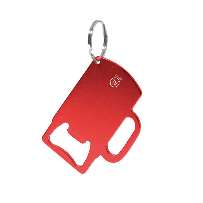 PORTE CLE DECAPSULEUR ALU RECYCLE PERSONNALISE 'PLAKI DRINK' - rouge