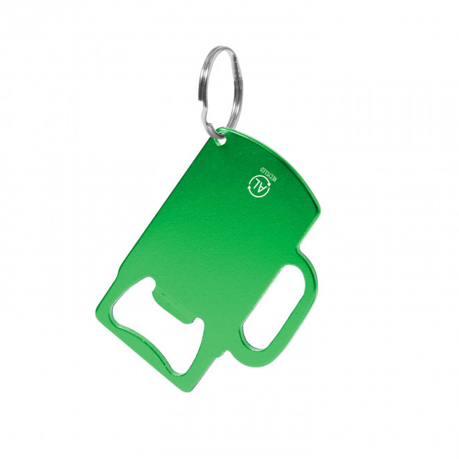 PORTE CLE DECAPSULEUR ALU RECYCLE PERSONNALISE 'PLAKI DRINK' - vert