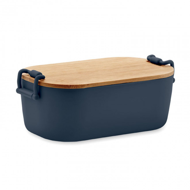 LUNCH BOX COUVERCLE BAMBOU 700ML 'KERLE' - bleu marine