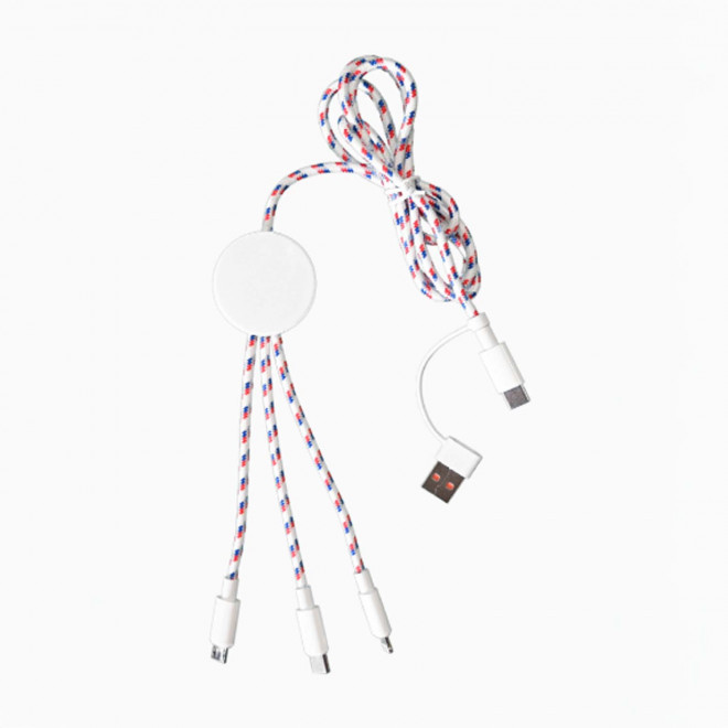 CABLE DE CHARGE 5 EN 1 MIF PERSONNALISABLE 'FLEXY' - tricolore