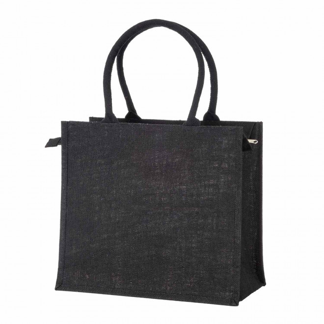 SAC EN JUTE PERSONNALISABLE AVEC FERMETURE 'KAS' - noir