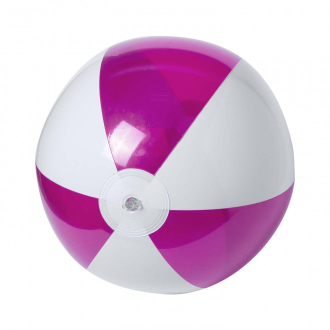 BALLON DE PLAGE PERSONNALISABLE 'PLAYA TRANSPARENT' - fuchsia/blanc