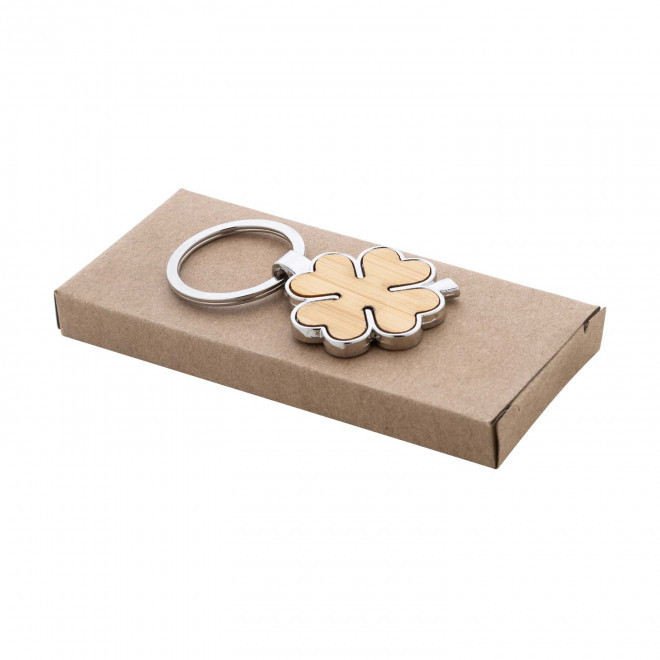 PORTE CLE EN BAMBOU PERSONNALISE 'CASAWOOD TREFLE' - bambou